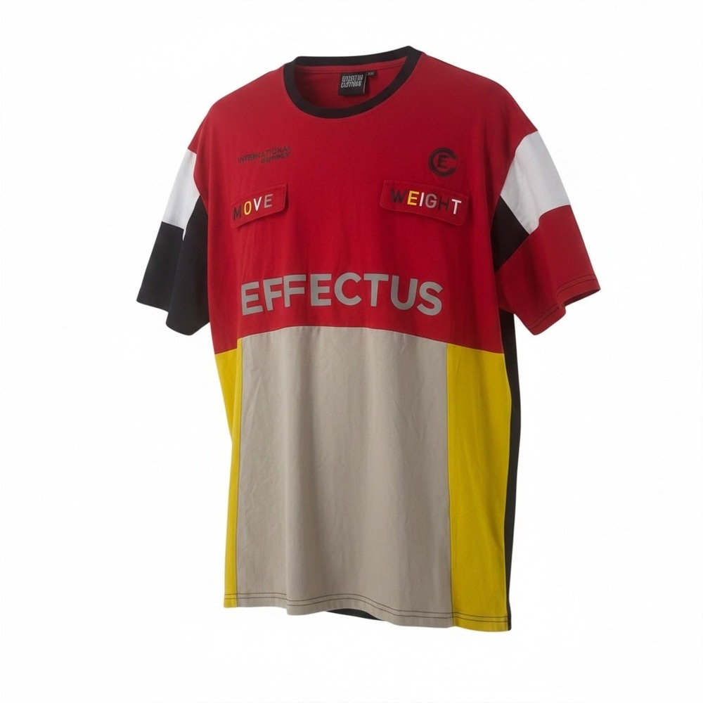 Effectus Clothing Mens Move Weight Colorblock Graphic T-Shirt Red Black 2XL